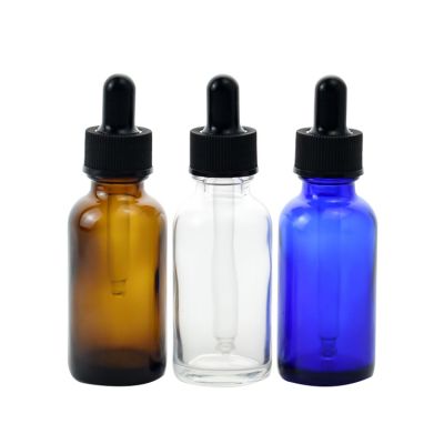 Clear blue amber green 15ml 30ml 60ml 120ml boston round glass dropper bottles 