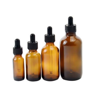 Boston round 1/2 oz 1oz 2oz 4oz amber glass dropper bottles brown glass tincture bottle for essential oil serum bottle 