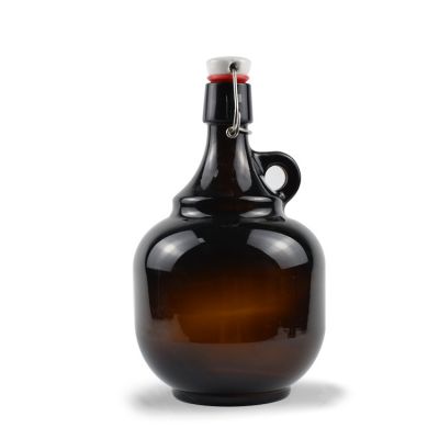 Wholesale 2L Amber Growler Beer Swing Top Glass Bottle 
