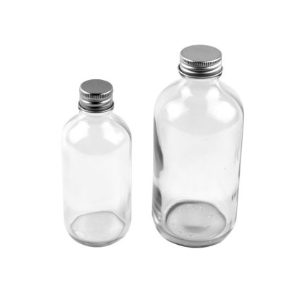 Aluminum screw cap 250ml 500ml boston round juice beverage glass bottle