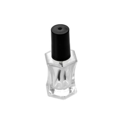 6ml Hexagon nail polish oil glass bottle with black brush cap 