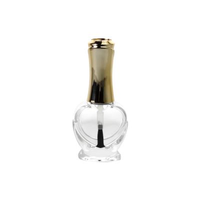 High quality uv gold cap heart shape empty clear 12ml gel nail polish bottle