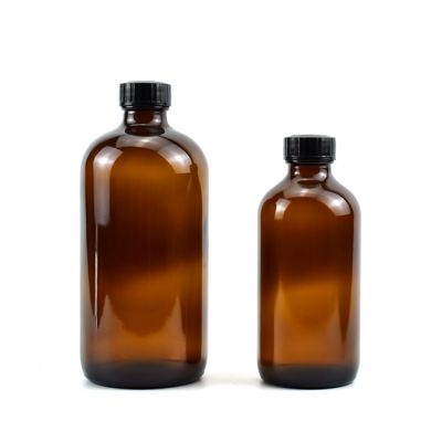 Boston Round 8oz 16oz Glass Bottles Cold Brew Coffee Kombucha Glass Bottle With Screw Cap 