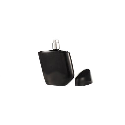 Most popular 100ml Fancy design black glass perfume spray bottle with black special design cap 