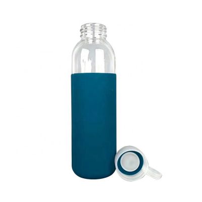 500ml Heat-resistant office sports drink glass bottle with Silicone sleeve