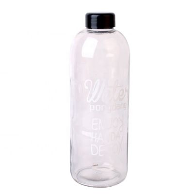 1000ml 32oz round empty fancy glass water bottle with plastic lid 