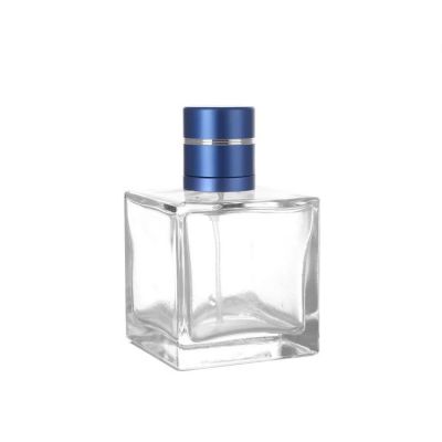 Manufacturer 100ml Square empty glass perfume bottle with aluminum cap for free sample 
