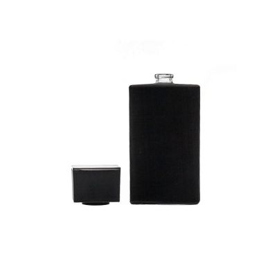 custom made 80ml/100ml rectangular black glass perfume spray bottles with black cap for men 