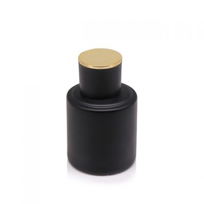 Cosmetic 50ml black antique matte black glass perfume bottle with cap 
