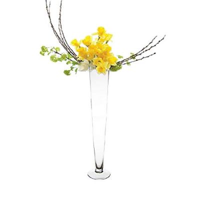 large tall glass cone shape trumpet flower vase for wedding party flower arrangements decoration centerpiece 