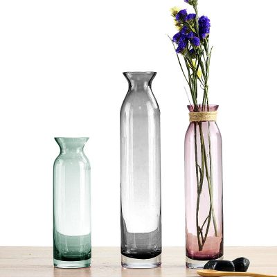 Wholesale Long Hand Made Stained Flower Glass Bottle Vase 
