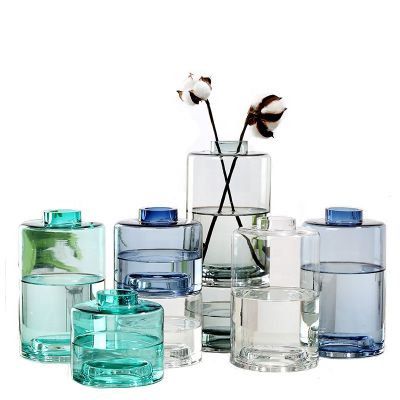 new design Home Decorations hand blown Coloured Fower home decor wedding centerpiece Glass Vase for centerpiece 