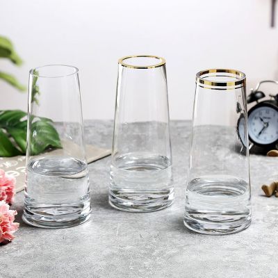 Wholesale Cone Shape 24 K Golden Rim Fancy Flower Glass Vases In Bulk