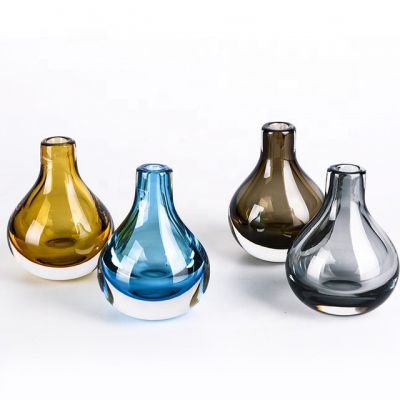 Fashion nordic style tear drop mini Round Colored wedding centerpieces home goods decor murano bud glass flower vase plants pots 