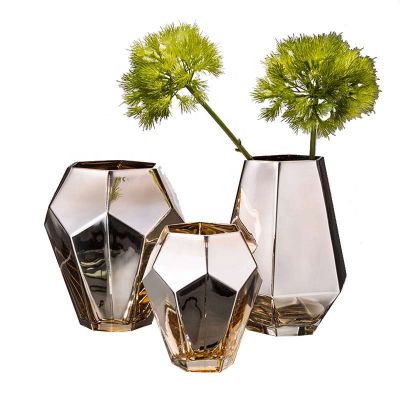 wholesale murano bud mercury handmade table small centerpieces mirrored gold glass wedding flower glass vase 