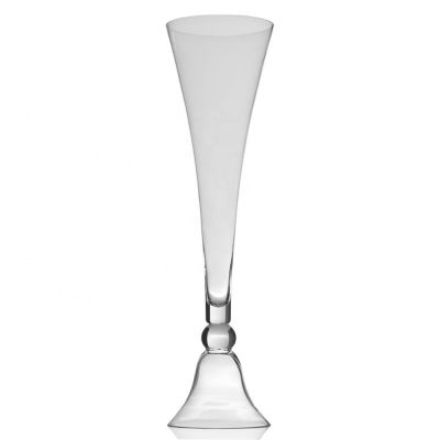 Best selling transparent reversible trumpet Large Glass Clarinet Garnier flower Vase for weddings party decoration centerpiece 