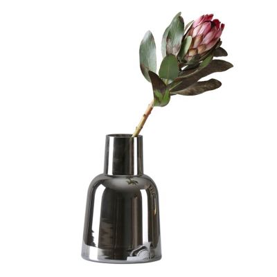Grey Glass Flower Arrangement Tower Shape Wedding Gift Vase Decor Table Centerpieces 