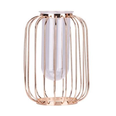 Elegant geometric wire metal flower vase ,table top decor craft vase sets 