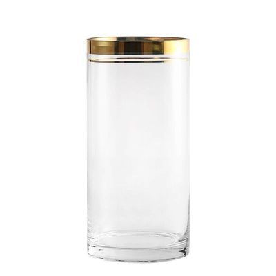 Decoration Hand Blown Restaurant Table FloorFlower Tall Cylinder Clear Glass Vases