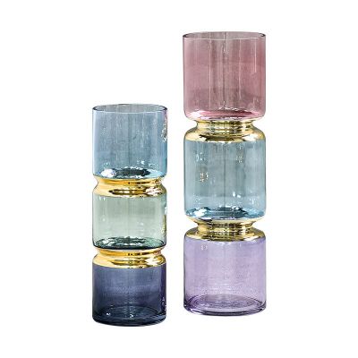 Colored Glass Bottle Metal Vase Creative Design Vew Home Decoration Ornament Flower Vase Wedding Vase 