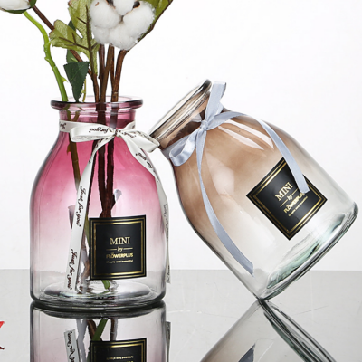 wholesale round Hand Blown luxury Small simple cylinder Flower Glass Nordic Vases For Home Decor modern