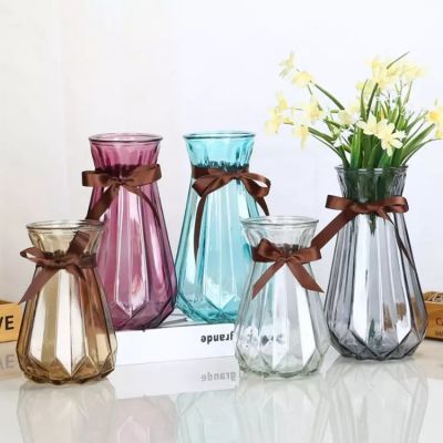 Wholesale Hand Blown Small Simple Cylinder Luxury Flower Glass Nordic Vases For Home Decor Modern