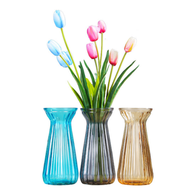 wholesale Small cylinder Flower Hand Blown Glass Nordic Vases For Home Decor modern blue