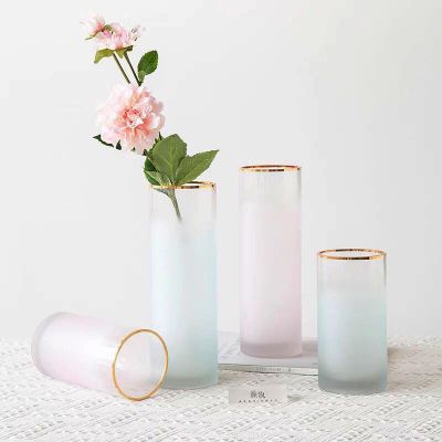 Creative Modern Style Matte Straight Hydroponic Decorative Glass Vase Flower Vase Home Office Meeting Room Decoration 