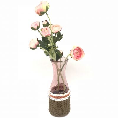 Wholesale Party Home Decorative Pink Flower Glass Vase