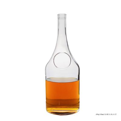 Hot Sale Crystal Clear Empty 1L Glass Bottle With Label Area 