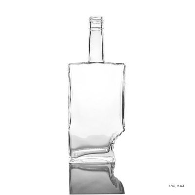 Factory Directly Glass Square Bottle 750ml Liquor Bottles with Cork Lid 