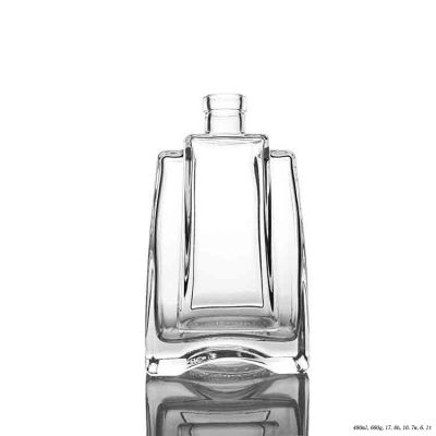Unique Design 500ml Clear Glass Bottle for Vodka Liquor 