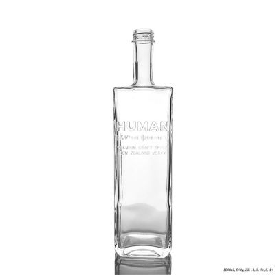 1000ml Rectangular Shape Crystal Luxury Vodka Glass Bottle with Custom Logo 