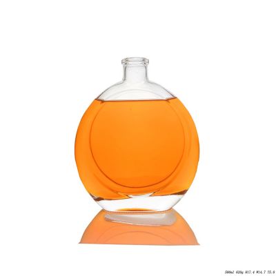 Fancy Empty Round Glass Bottle Brandy Bottle With Thick Bottom 
