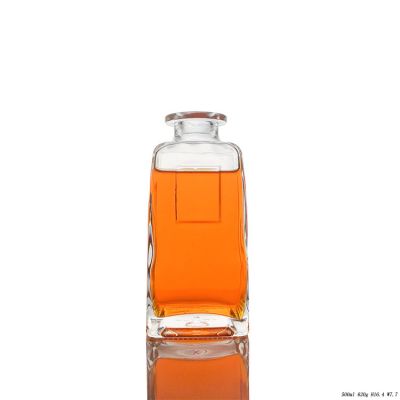 Custom Design Square Crystal White Alcohol Bottles With Glass Lids 