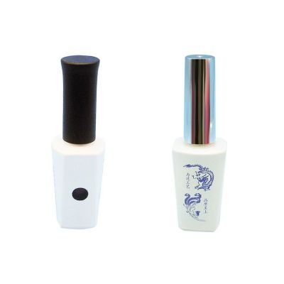 15ml Square White Glass Nail Gel Polish Bottle with Brush 