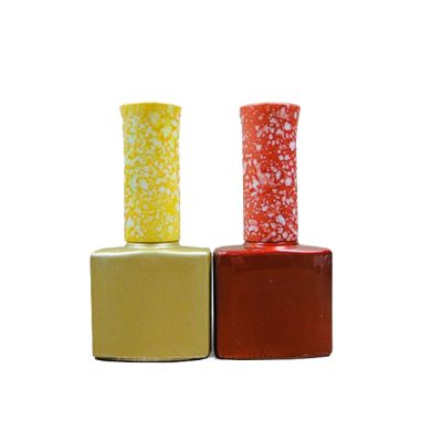 Square Glass Nail Polish Square Container Bottle with Cap and Brush 