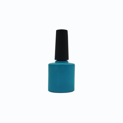 exquisite flat shape 7ml cyan nail polish glass bottles with brush 