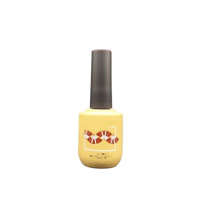 Cylindrical yellow customized 15ml nail polish bottle white nail gel glass bottle with brush cap 