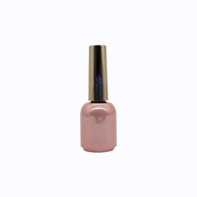 wholesale gel nail polish bottles 8ml pink color with gold brush cap 