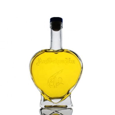 375ml Heart Shaped Clear Spirits Bottles For Whiskey/brandy/vodka/tequila Bottle 