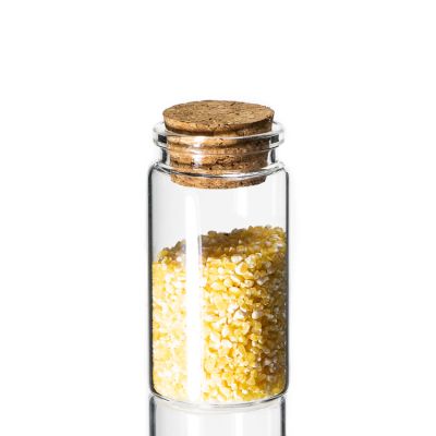 Wholesale 50ml glass vial round empty storage spice container tea jar with wooden cork lid