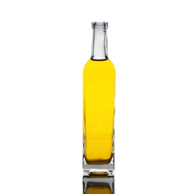 500ML hand blown square empty glass whisky bottle for vodka 