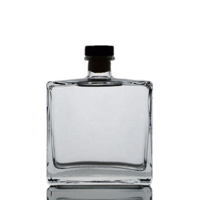 350ml flat square glass liquor bottles for vodka whisky tequila with cork 