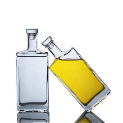 wholesale in stock 500ml rectangle glass bottles with cap for GIN VODKA WHISKEY BRANDY