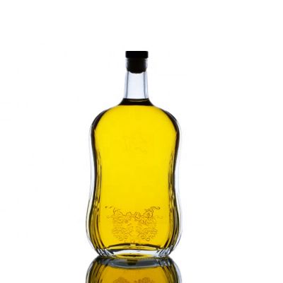 1L violin shaped glass bottle 1000ml embossed logo glass bottle for whisky