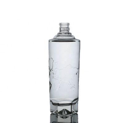 Hexagonal Bottom Embossed Alcohol Bottle 500ml Liquor Glass Bottle Wholesale 