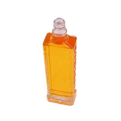 Custom 500ml glass liquor bottle flat emboss glass wine bottles vodka glass bottles 