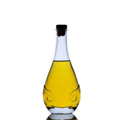 500ml Delicate water drop glass bottle with embossed lines on body branded bottle Top quality bottle manufacture 