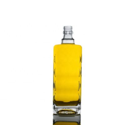 Square Luxury Style Empty Emboss 500ml Glass Wine Liquor Bottles 